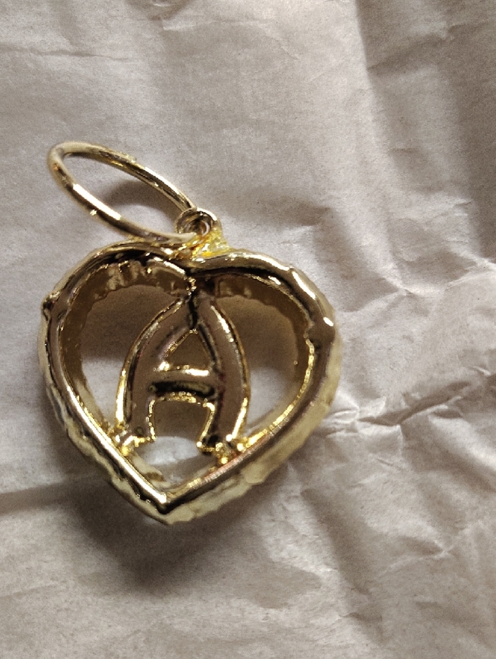 Gold Pearl Heart Initial A Charm Pendant - Women Jewelry - Picture 2 of 2